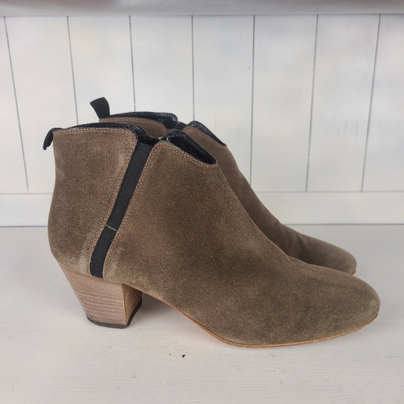 Aquatalia Suede Ankle Boots Side-Zip Booties - Taupe - Picture 8 of 15